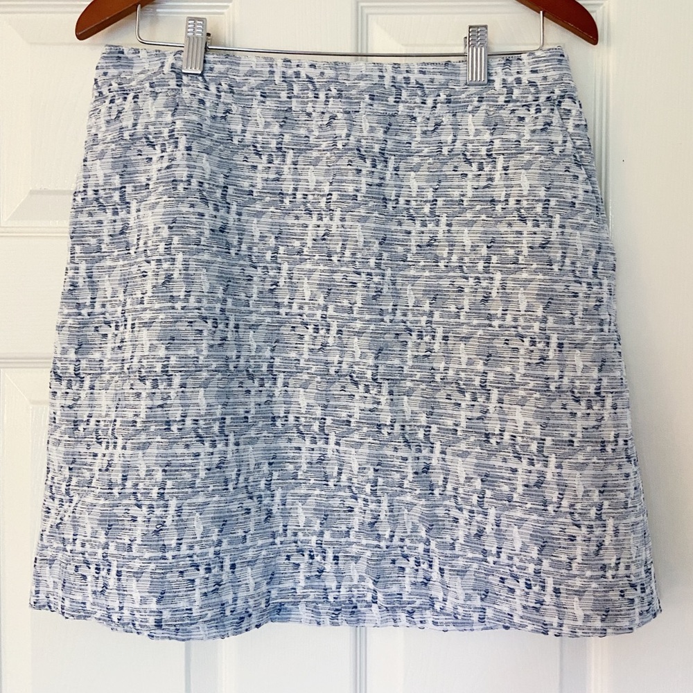 Loft Blue and White Lined Skirt